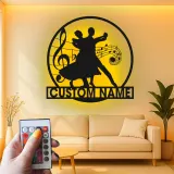 Cartel de metal personalizado de pareja de baile de salón con luz LED regalo para amantes de la danza decoración de estudio o salón