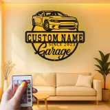 Panneau de garage LED personnalisé | Décoration murale en métal personnalisée | Décor automobile | Cadeau pour mécanicien
