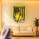 Personalisierte LED-beleuchtete Metall-Wandkunst mit Boxhandschuhen – Geschenk für Boxer, Fitnessstudio oder Männerhöhle