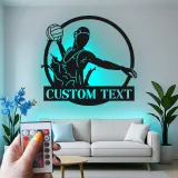 Cartel de metal personalizado con luz LED de jugador de voleibol regalo personalizado para atletas decoración de sala de juegos