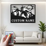 Insegna in metallo personalizzata con lupo che ulula e luce LED regalo per amante della natura decorazione per cabin o lodge