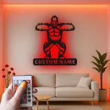 Personalisiertes Gorilla-Metallschild | Individuelle LED-Wandkunst | Man Cave Dekor & Geschenk für Tierliebhaber | Gym Namensschild