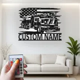 Insegna in metallo per vigili del fuoco personalizzata con LED | Arte murale con camion dei pompieri su misura | Regalo per pompiere per caserma o casa
