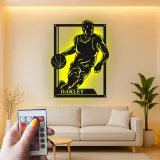 Custom Basketball Player Led Light Metal Wall Art Personalized Sports Gift for Athletes Game Room Decor