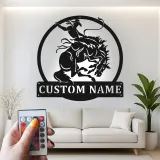 Custom Rodeo Cowboy Led Light Metal Wall Art Western Gift for Him Man Cave Rustic Decor
