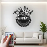 Insegna in metallo personalizzata con luce LED per Cassetta degli Attrezzi - Regalo per artigiani - Decorazione per garage o laboratorio 1