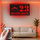 LED Mountain Address Sign | Backlit Metal House Numbers | Personalized Outdoor Decor for Rustic & Modern Homes | Housewarming Gift