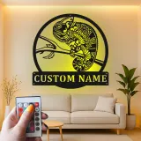 Cartel de metal personalizado con luz LED de camaleón, regalo único para amantes de reptiles, decoración única para salón