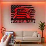 Insegna in metallo LED personalizzata per la lotta, regalo per lottatori, decorazione per man cave e sport