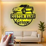 Décoration murale en métal personnalisée avec rétroéclairage LED pour voiture décapotable - Cadeau personnalisé pour les passionnés de voitures