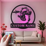 Personalisiertes BMX Radfahrer LED-beleuchtetes Metallschild Geschenk für BMX-Enthusiasten Teenager Schlafzimmer oder Spielzimmer Dekor