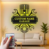 Personalisierte Garage LED-Schild | Individuelle Metall-Wandkunst für Mechaniker | Geschenk für Autoliebhaber