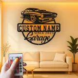 Custom Muscle Car Led Light Metal Wall Art Personalized Garage Gift for Car Enthusiasts Man Cave Decor 4