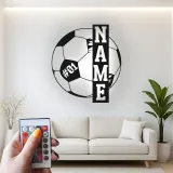Cartel de metal personalizado de fútbol | Arte mural de metal LED | Número de jugador personalizado | Decoración de habitación de niño y regalo para atleta