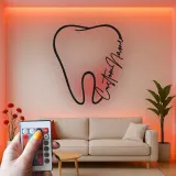 Personalisierte Zahnsilhouette-Schild | LED-Metall-Wandkunst | Dekor für Zahnarztpraxen | Geschenk für Hygieniker
