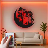 Décoration murale en métal LED avec scène de forêt de cerfs - Cadeau pour amoureux de la nature, décoration rustique pour salon ou chalet