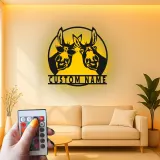 Insegna in metallo LED Donkey Duo personalizzata regalo rustico per la casa