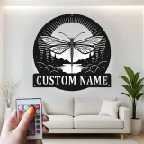 Cartel de metal personalizado con luz LED de libélula Regalo para amantes de la naturaleza Decoración para dormitorio o salón 3