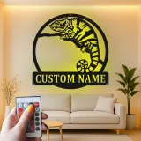 Cartel de metal LED personalizado de camaleón, regalo único para amantes de los reptiles, decoración de dormitorio o salón