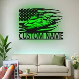 Insegna in metallo personalizzata per Jet Ski con LED | Insegna con nome per imbarcazione per casa al lago | Regalo per appassionati di nautica e decorazione per garage