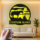 Insegna in metallo LED personalizzata con cowboy e cavallo - Regalo western per lui, decorazione rustica per ranch 2