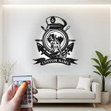 Panneau ancre sirène nautique | Décoration murale en métal LED personnalisée | Cadeau marin pour décor de maison de plage