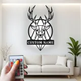 Cartel de metal LED personalizado de ciervo geométrico, regalo personalizado para amantes de la naturaleza, decoración rústica para salón