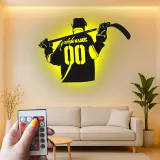 Cartel LED personalizado de jugador de hockey | Decoración mural de metal a medida | Decoración para habitación de aficionados al deporte y regalo para deportistas