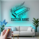 Personalisiertes Harmonica LED-Schild | Metall Musiker Wandkunst | Individuelle Musikzimmer Dekoration | Geschenk für Bluesliebhaber