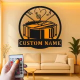 Cartel de metal LED de batería personalizado Regalo para amantes de la música Decoración de sala de ensayo o estudio