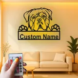 Insegna in metallo LED Bulldog personalizzata regalo per amanti dei cani decorazione per soggiorno 3