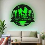 Décoration murale en métal personnalisée de loup hurlant à la lune avec rétroéclairage