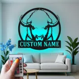 Custom Buffalo Led Light Metal Wall Art Personalized Rustic Gift for Home Living Room or Office Decor