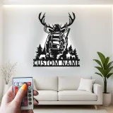 Insegna in metallo personalizzata per cacciatori con corna con luce LED regalo per appassionati di outdoor decorazione per cabin