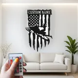 Custom Snowmobile Metal Sign | Personalized American Flag LED Wall Art | Patriotic Rider Gift | Man Cave & Garage Decor