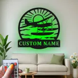 Insegna in metallo per idrovolante personalizzata | Arte murale LED personalizzata | Decorazione per piloti e casa al lago