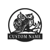 Insegna LED Personalizzata con Gufo | Arte in Metallo del Gufo Cornuto | Regalo per Amanti della Natura per Cabin o Decorazione per Casa