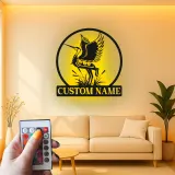 Insegna personalizzata con Airone | Arte murale in metallo LED personalizzata | Decorazione naturale per casa al lago e ufficio | Regalo per amanti della fauna selvatica