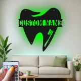 Insegna in metallo LED personalizzata a forma di dente decorazione ufficio dentistico regalo insegna per clinica dentale