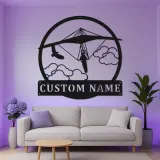 Insegna LED personalizzata con deltaplano | Insegna in metallo personalizzata | Regalo per pilota e arredo sportivo per man cave o ufficio