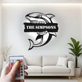 Custom Shark Led Light Metal Wall Art Personalized Gift for Ocean Lovers Unique Man Cave Decor