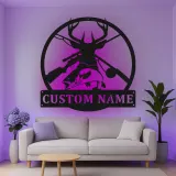 Custom Hunting and Fishing Led Light Metal Wall Art Personalized Gift for Outdoorsmen Man Cave Decor
