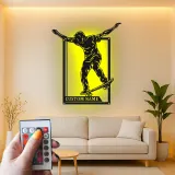 Insegna LED personalizzata per skateboarder | Arte da parete in metallo personalizzata | Decorazione per camera dei ragazzi e man cave | Regalo per skater