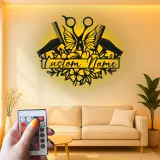 Personalized Hair Stylist Sign | Custom LED Metal Wall Art for Salon Decor | Beauty Studio Nameplate