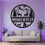 Personalisierte LED-Schild mit Jagdszene | Laser-Cut Metall-Wandkunst | Rustikale Cabin-Dekoration & Man Cave Geschenk