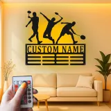 Décoration murale en métal personnalisée avec rétroéclairage LED de joueur de badminton, cadeau pour passionnés de sports, décor de salle de jeux