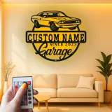 Insegna in metallo LED personalizzata per garage con auto muscolare regalo per appassionati di auto decorazione man cave 12