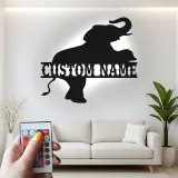 Insegna in metallo LED Elephant personalizzata regalo per amanti degli animali decorazione per nursery o camera dei bambini
