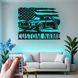 Cartel de metal LED de coche clásico personalizado Regalo para entusiastas de coches Decoración de garaje o man cave