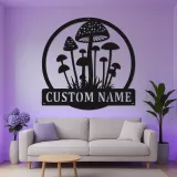 Arte da Parete LED a Forma di Fungo | Insegna con Nome Personalizzato | Decorazione Rustica per Casa, Ufficio | Regalo per Giardiniere